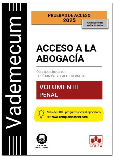 VADEMECUM ACCESO A LA ABOGACIA VOLUMEN III PENAL 5ª ED - 9788411949019 Imagen principal del producto