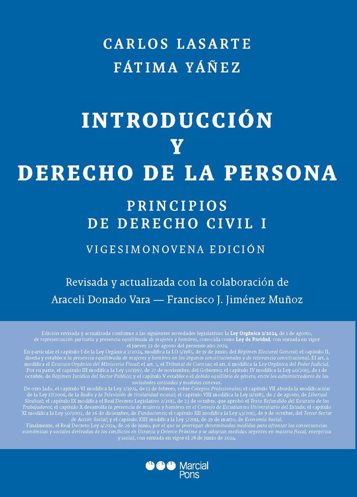 PRINCIPIOS DERECHO CIVIL TOMO I INTROD DERECHO 29ªED - 9788413818047 Imagen principal del producto
