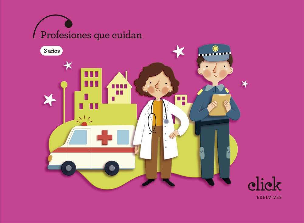 PROFESIONES SERVICIO PUBLICO 3AÑOS EI 25 CLICK | Varios Autores | 9788414063606 (Edelvives) Imagen principal del producto