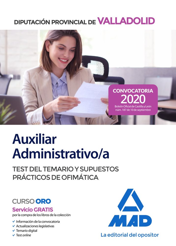 AUXILIAR ADTVO TEST SP OFIMATICA DIPUT VALLADOLID | AA,VV | MAD | 9788414241028 Imagen principal del producto