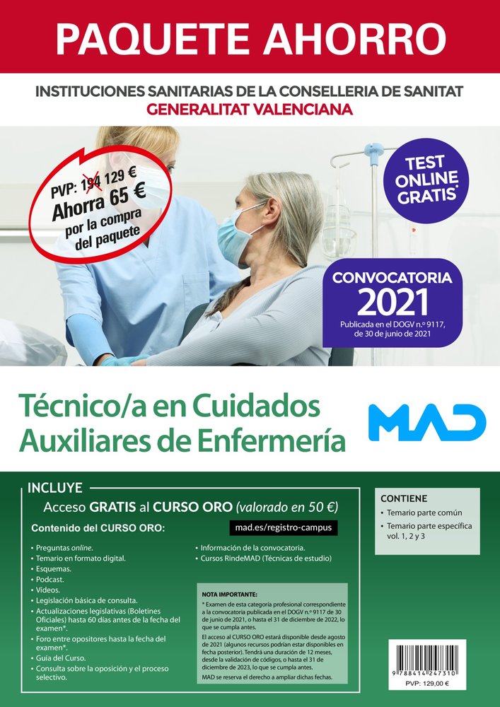 PAQUETE AHORRO TECNICO/A EN CUIDADOS AUXILIARES DE ENFERMERI | 7 EDITORES/ANIA PALACIO, JOSE MANUEL/GOM | MAD | 9788414247310 Imagen principal del producto