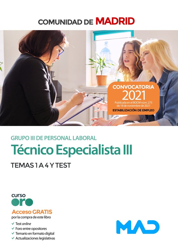 TECNICO ESPECIALISTA III GRUPO III COMUNIDAD DE MADRID | 7 EDITORES/GARCIA FERNANDEZ, ELENA/SOUTO | MAD | 9788414252994 Imagen principal del producto