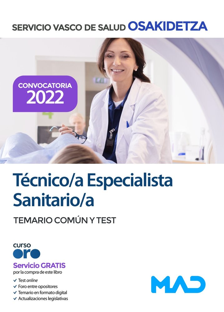 TECNICO ESPECIALISTA SANITARIO COMUN TEST OSAKIDETZA | AA,VV | MAD | 9788414253175 Imagen principal del producto