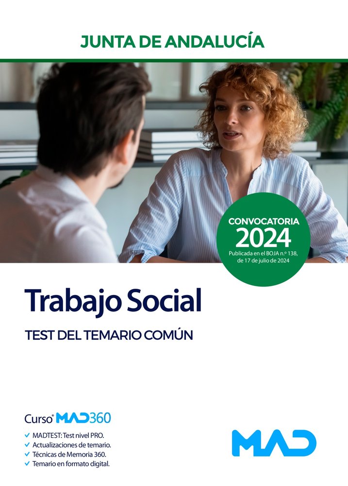 TRABAJO SOCIAL TEST TEMARIO COMUN JUNTA ANDALUCIA | AA,VV | MAD | 9788414285336 Imagen principal del producto