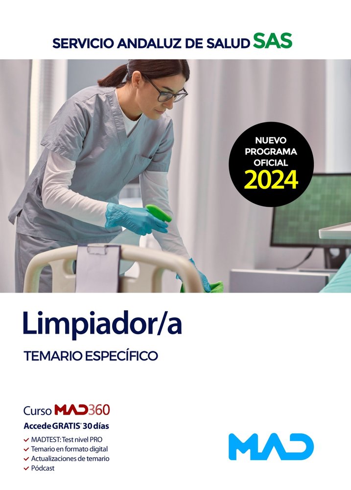 LIMPIADOR/A TEMARIO ESPECIFICO SERVICIO ANDALUZ SALUD SAS | AA,VV | MAD | 9788414287781 Imagen principal del producto