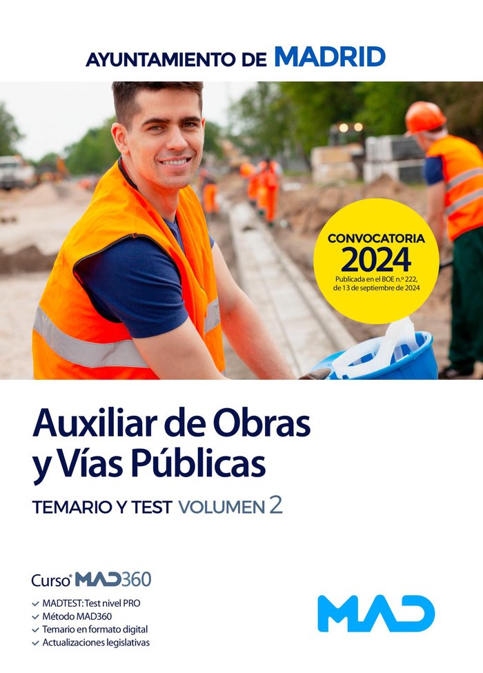 AUXILIAR OBRAS Y VIAS PUBLICAS TEMARIO 2 Y TEST AYTO MADRID - 9788414288023 Imagen principal del producto