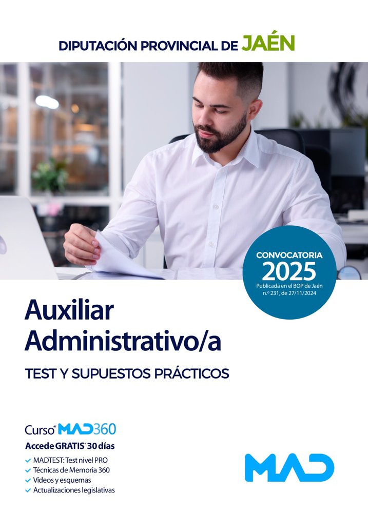 AUXILIAR ADMINISTRATIVO/A TEST Y SUPUESTOS PRACTICOS JAEN | AA,VV | MAD | 9788414290613