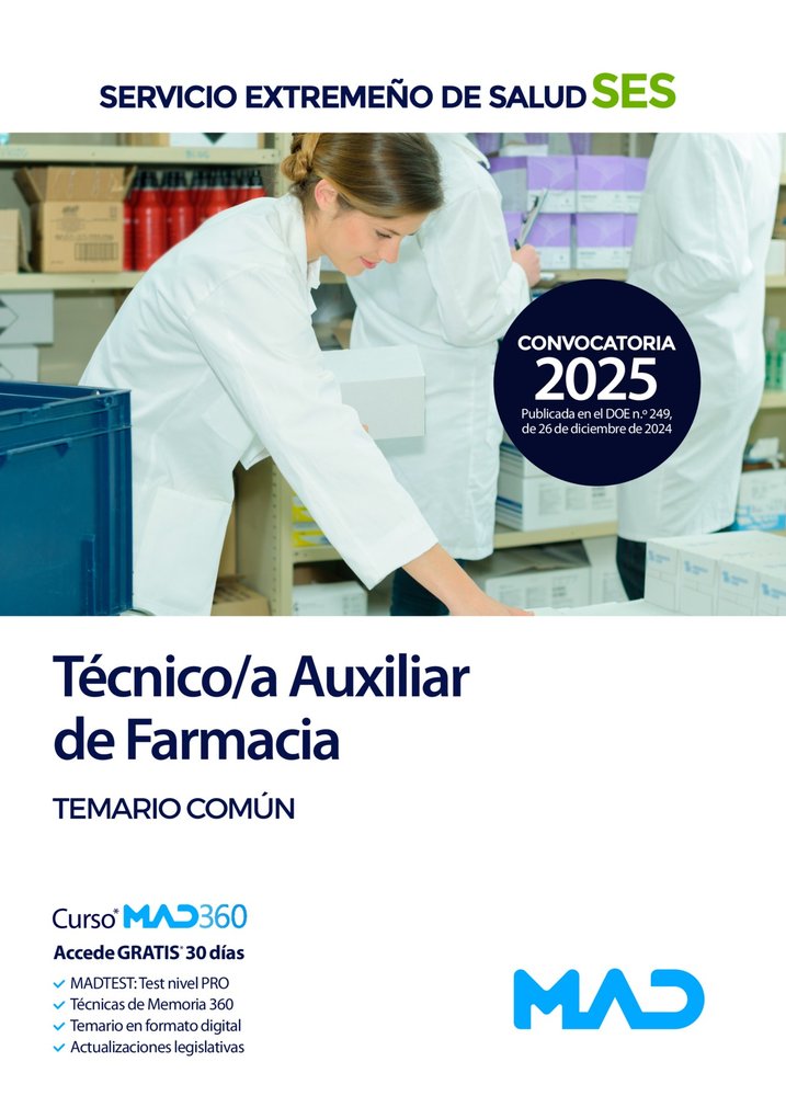 TECNICO/A AUXILIAR FARMACIA TEMARIO COMUN SES | AA,VV | MAD | 9788414292020 Imagen principal del producto