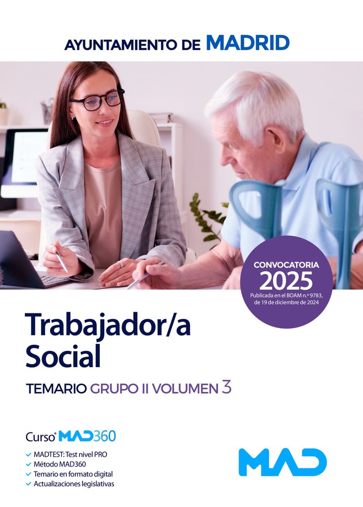 TRABAJADOR/A SOCIAL TEMARIO GRUPO II 3 AYUNTAMIENTO MADRID | AA,VV | MAD | 9788414293812 Imagen principal del producto