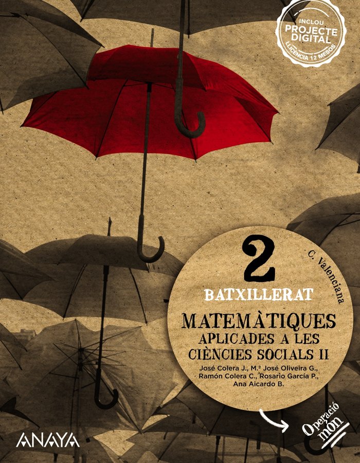 ✅ MATEMATIQUES APLIC, CS,SOCIALS II 2ºBACH VALENCIA OPER,23 - 9788414329634