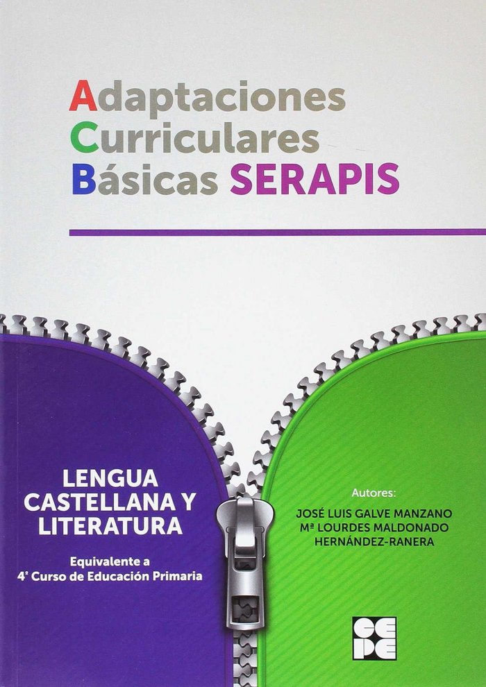LENGUA 4P - ADAPTACIONES CURRICULARES BÁSICAS SERAPIS I Galve Manzano, José Luis;Maldonado Hernández-Ranera, Mª L. I Ciencias de la Educación Preescolar y Especial I 9788416941230 Imagen principal del producto