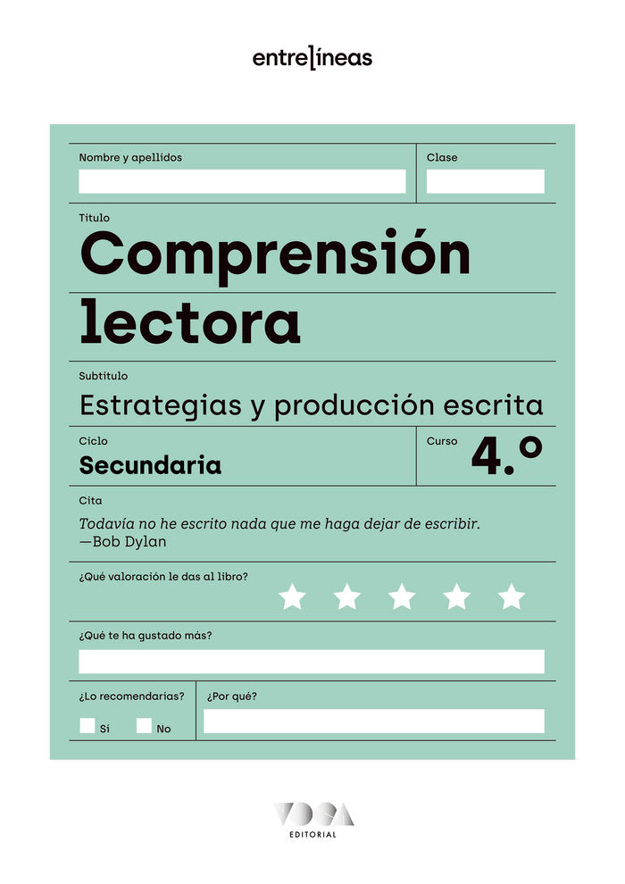 Entrelíneas 4. Comprensión lectora, estrategias y producción escrita | Varios autores | 9788418353741 (VOCA EDITORIAL)