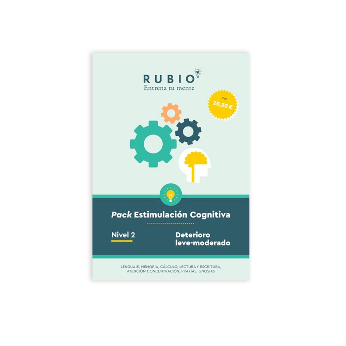 PACK RUBIO ESTIMULACION COGNITIVA NIVEL 2 7 CUADERNOS - 9788418964299 Imagen principal del producto
