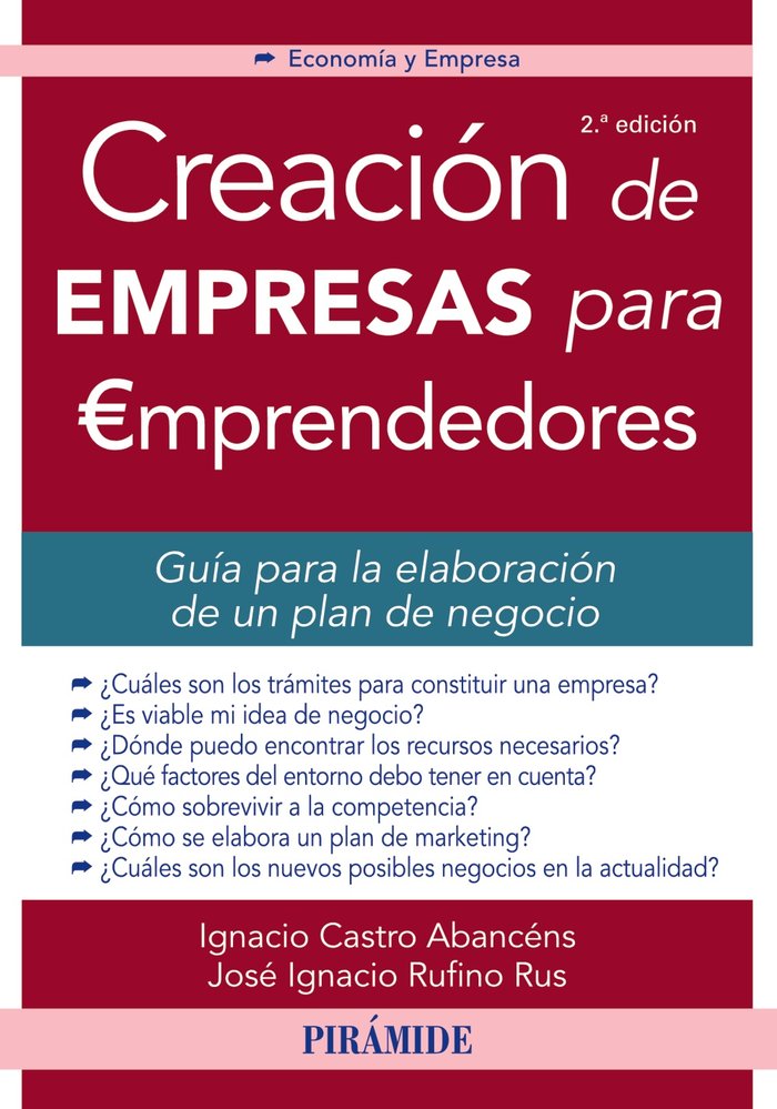CREACION DE EMPRESAS PARA EMPRENDEDORES | CASTRO ABANCENS,IGNACIO/RUFINO RUS,J | PIRAMIDE | 9788436834109 Imagen principal del producto