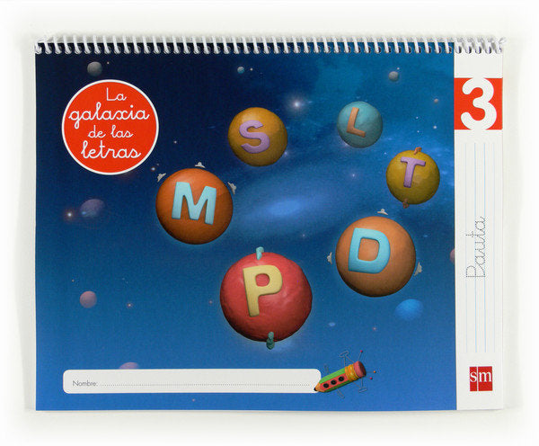 LECTOESCRITURA 4AÑOS GALAXIA 3 PAUTA 12 LETRAS SMLEN04EI | AA,VV | 9788467554694 (Sm) Imagen principal del producto