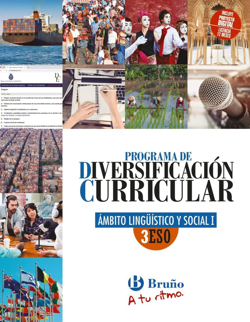 ✅DIVERSIFICACIÓN CURRICULAR ÁMBITO LINGÜÍSTICO Y SOCIAL 3º ESO A TU RITMO - 9788469632970 Imagen principal del producto
