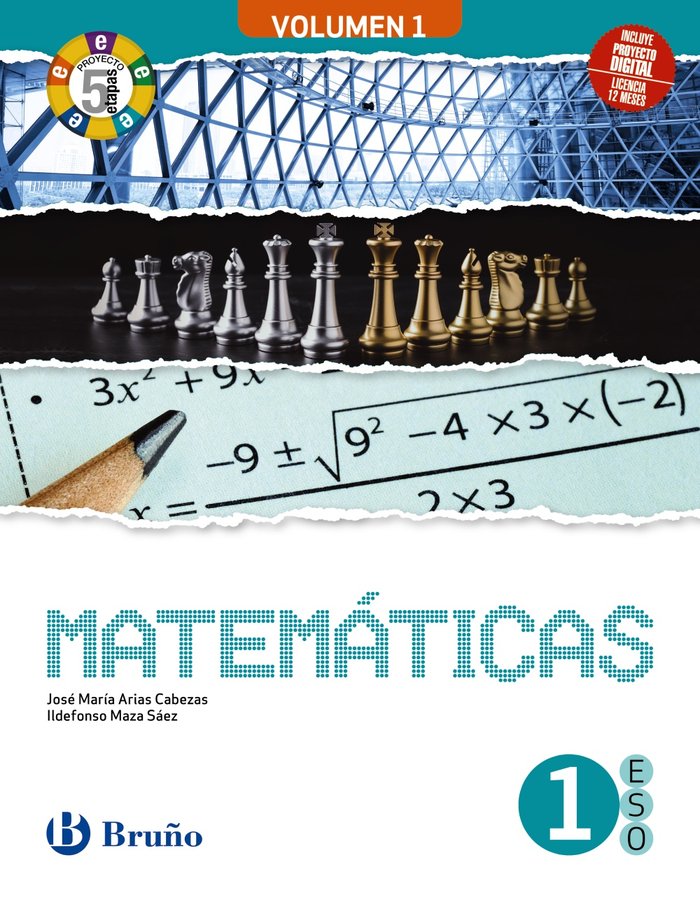 Matemáticas 1ºESO 3 volúmenes Proyecto 5 etapas | Varios autores | 9788469633090 (BRUÑO) Imagen principal del producto