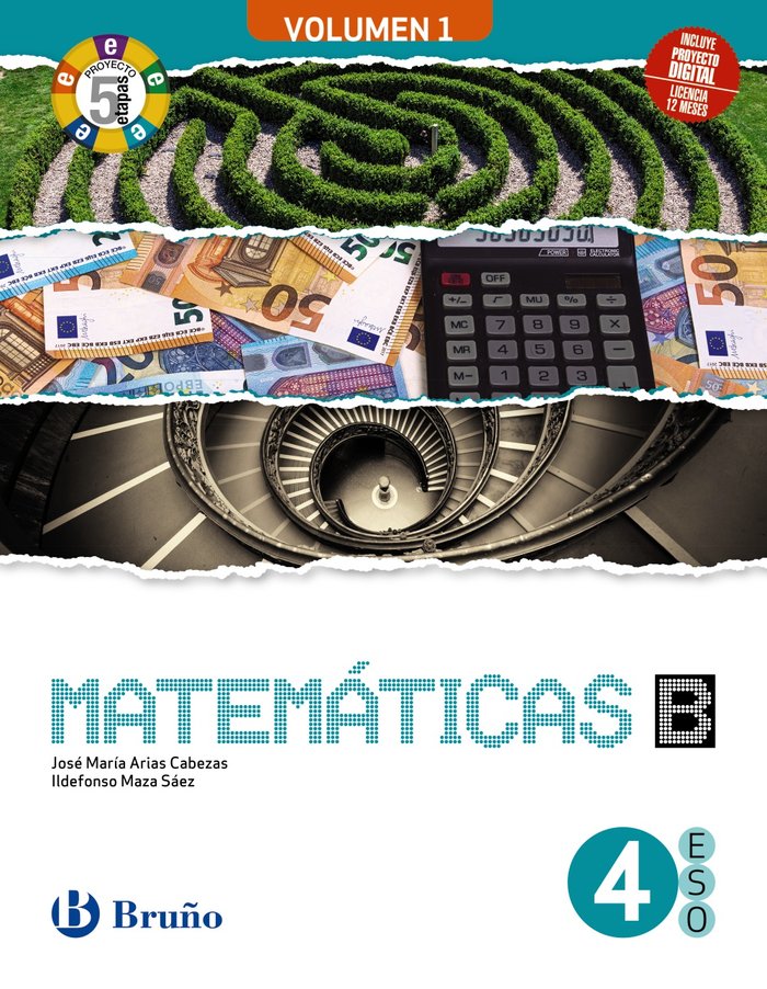 Matemáticas 4 B ESO 3 volúmenes Proyecto 5 etapas | Varios autores | 9788469634233 (BRUÑO) Imagen principal del producto