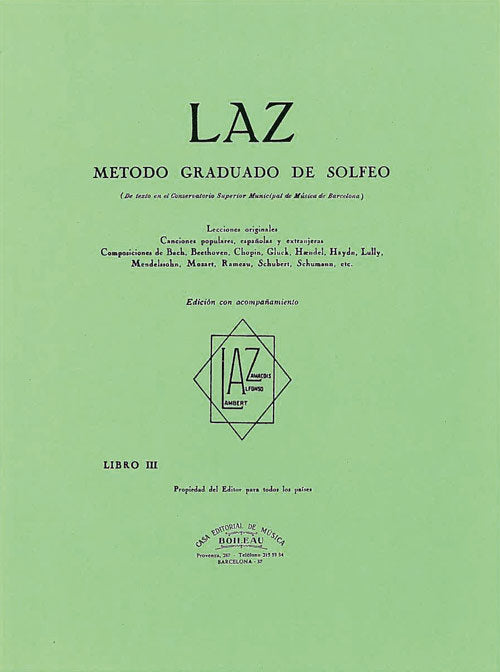 Laz con Acompañamiento Libro III (Editorial Música Boileau) - 9788480207195