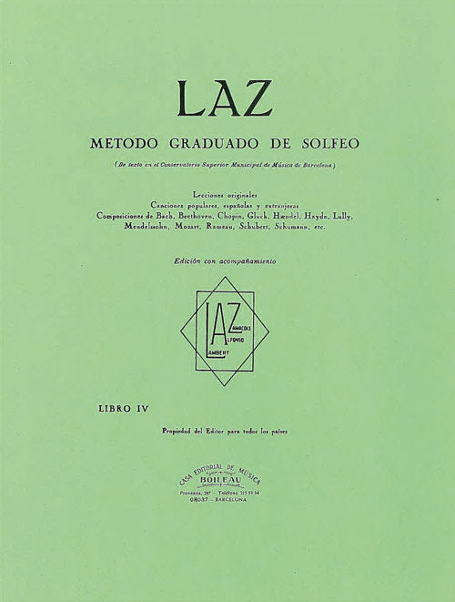 Laz con Acompañamiento Libro IV (Editorial Música Boileau) - 9788480207201