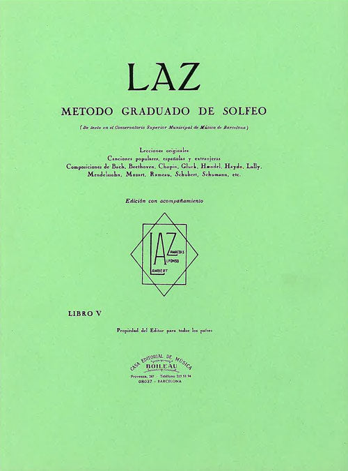 Laz con Acompañamiento Libro V (Editorial Música Boileau) - 9788480207218