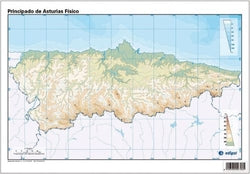 Mapas Asturias físicos mudos CUMIO pack 50