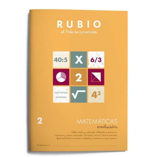 CUADERNO MATEMATICAS 2 RUBIO EVOLUCION DOBLE TRIPLE CUADRUP - 9788485109814 Imagen principal del producto