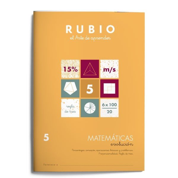 CUADERNO MATEMATICAS 5 RUBIO EVOLUCION PORCENTAJES CONCEPTO | AA,VV | RUBIO | 9788485109845 Imagen principal del producto