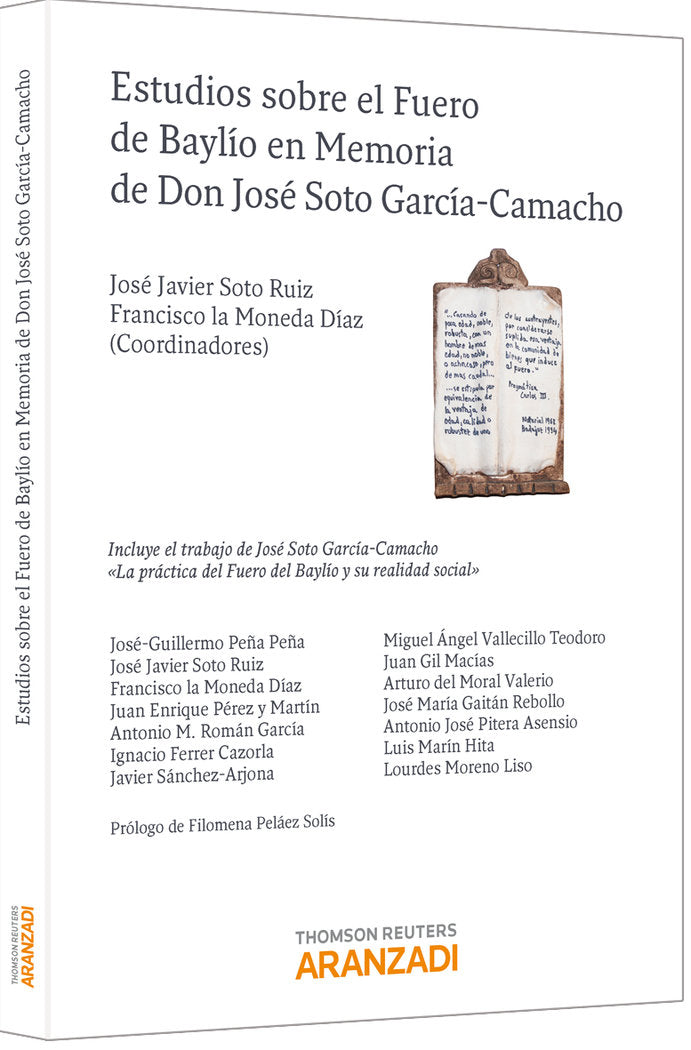 ESTUDIOS SOBRE EL FUERO DE BAYLIO EN MEMORIA DON JOSE SOTO - 9788490140246 Imagen principal del producto