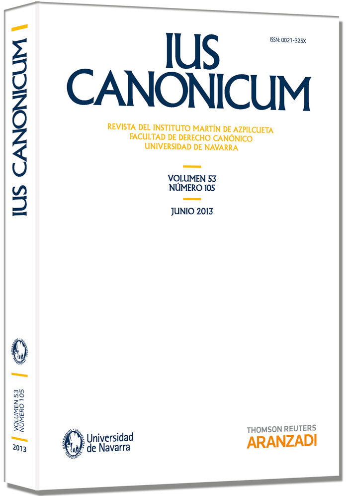 IUS CANONICUM VOL 53 Nº105 2013 - 9788490146194 Imagen principal del producto