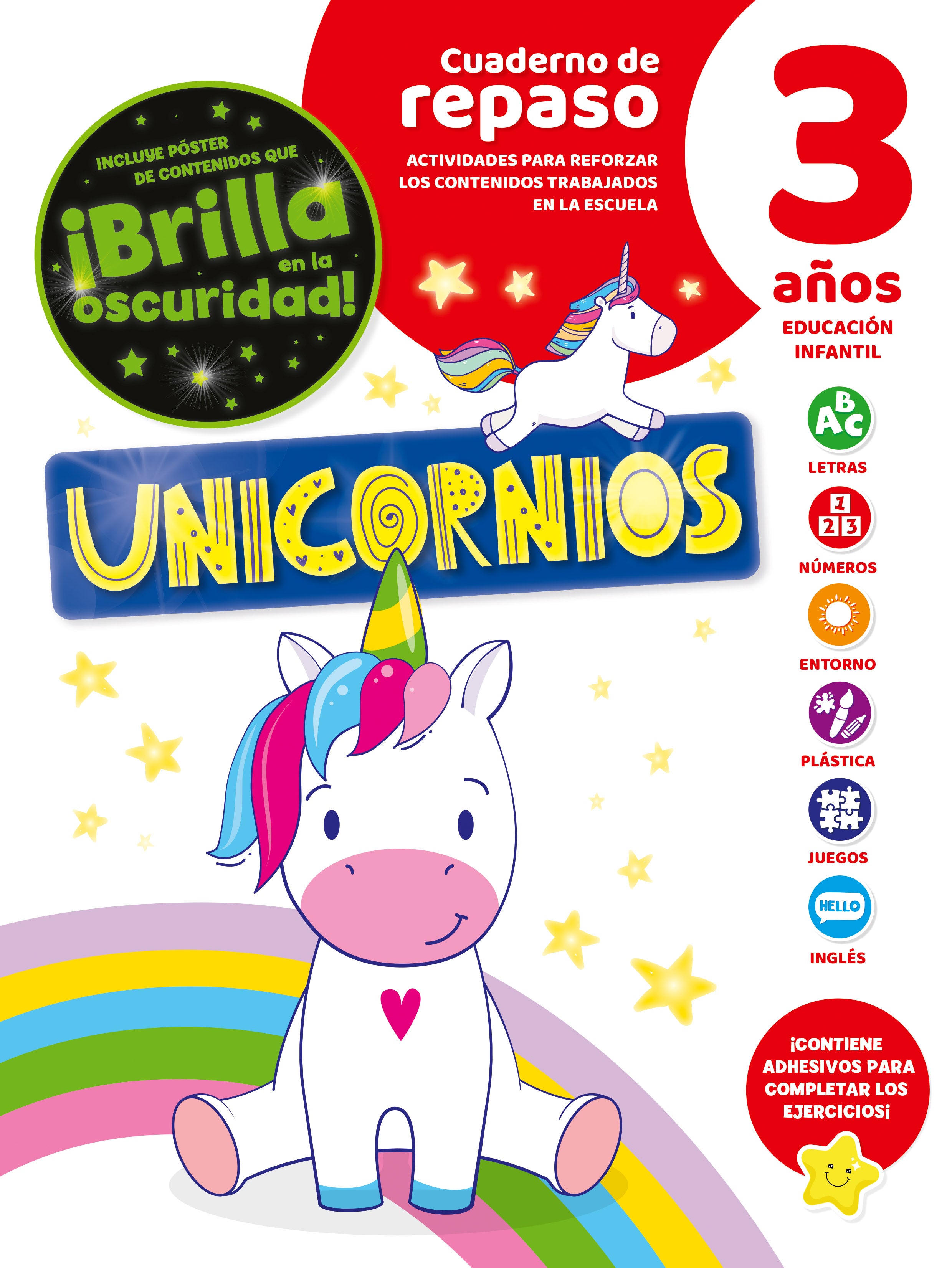 Cuaderno de Repaso Temático Luminiscente 3 Años Unicornios Imagen principal del producto