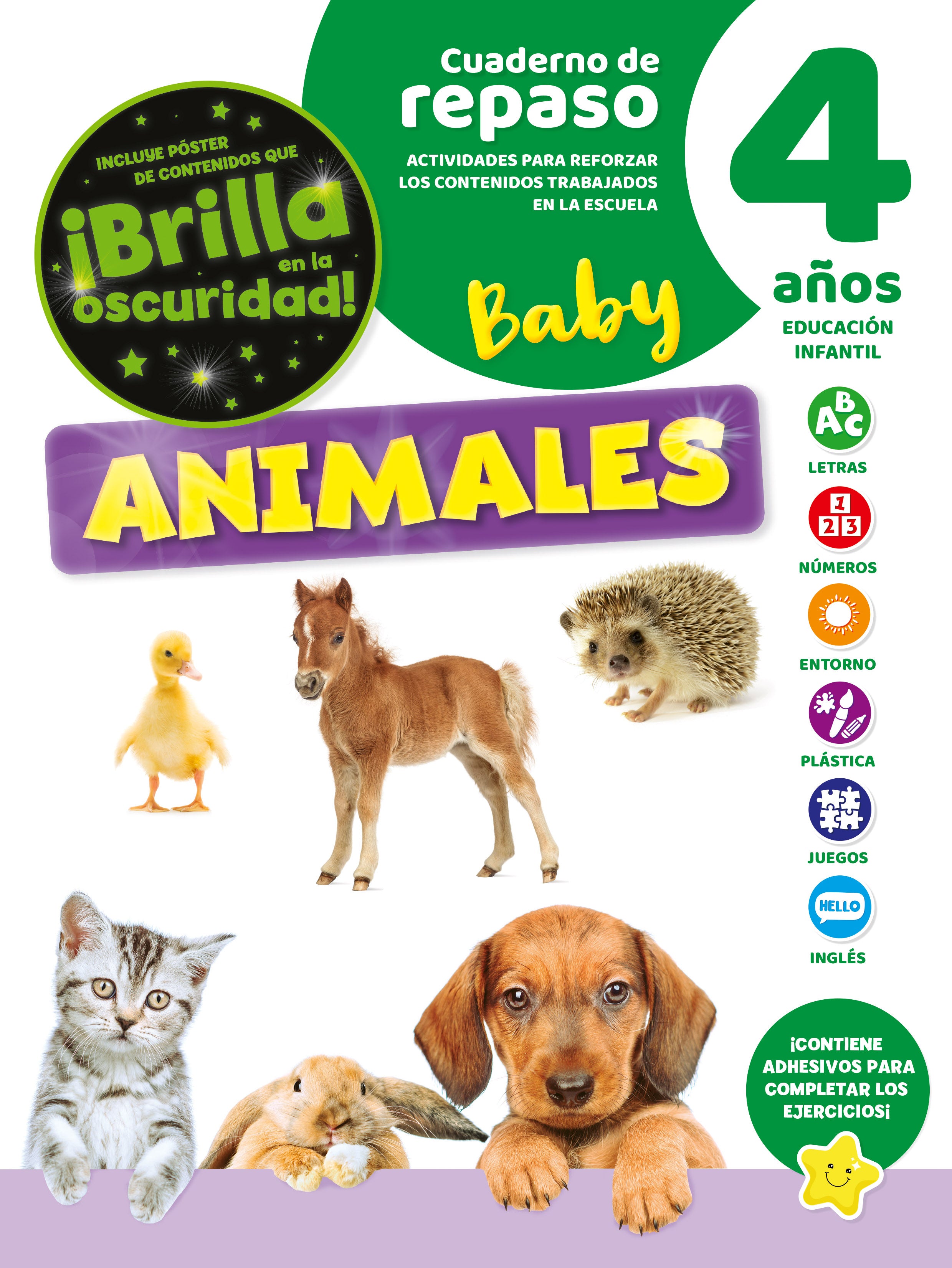 Cuaderno de Repaso Temático Luminiscente 4 Años Animales Baby