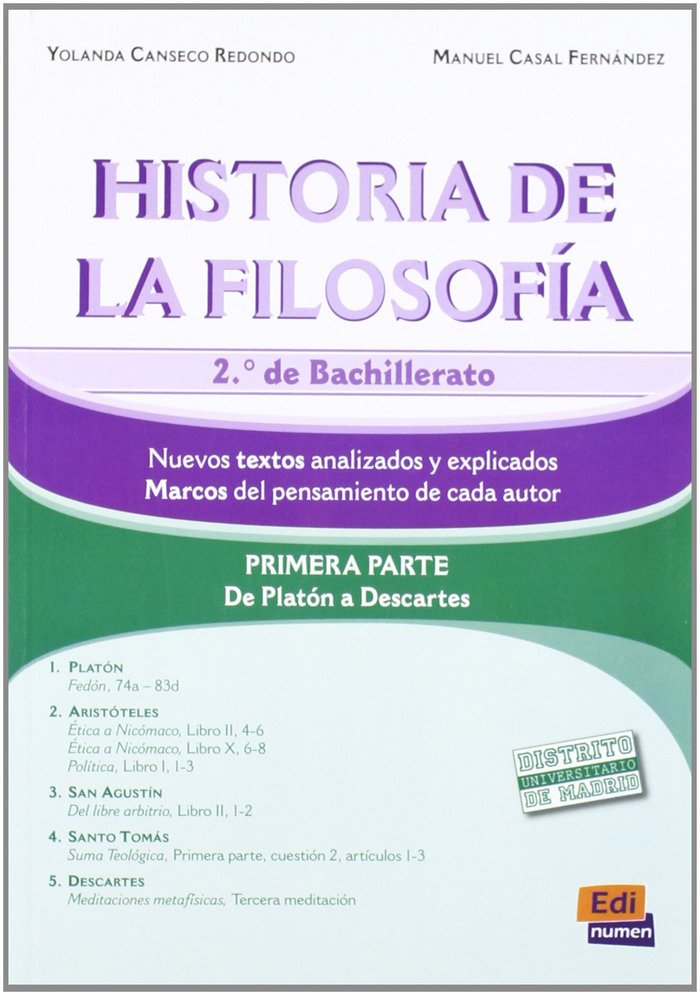 Historia de la Filosofía I 2 Bachillerato EDINUMFIL4 (Edinumen) - 9788498482041