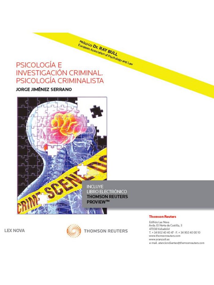 PSICOLOGIA E INVESTIGACION CRIMINAL, PSICOLOGIA CRIMINALISTA | JIMENEZ SERRANO, JORGE | LEX NOVA EDITORIAL | 9788498989854 Imagen principal del producto