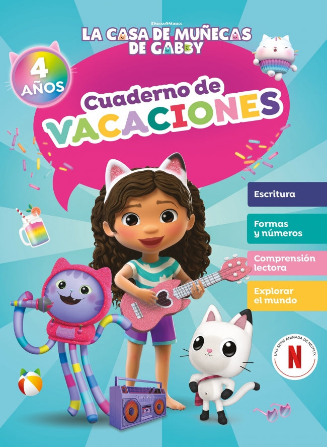 La Casa de Muñecas de Gabby. Cuaderno de Vacaciones - 4 Años: Escritura · Formas y Números · Comprensión Lectora · Explorar el Mundo Imagen principal del producto
