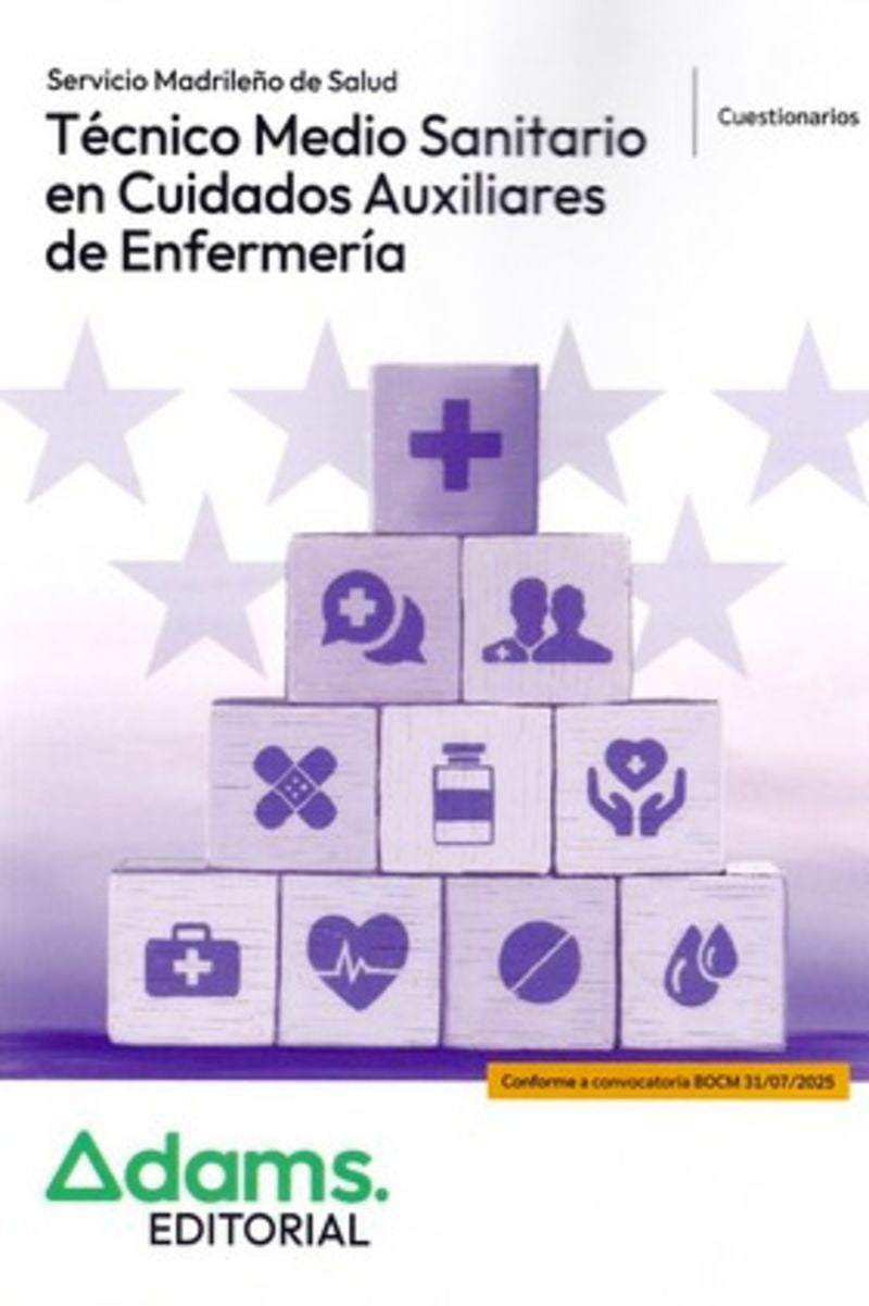 Cuestionarios Técnico Medio Sanitario en Cuidados Auxiliares de Enfermería Servicio Madrileño de Salud Imagen principal del producto