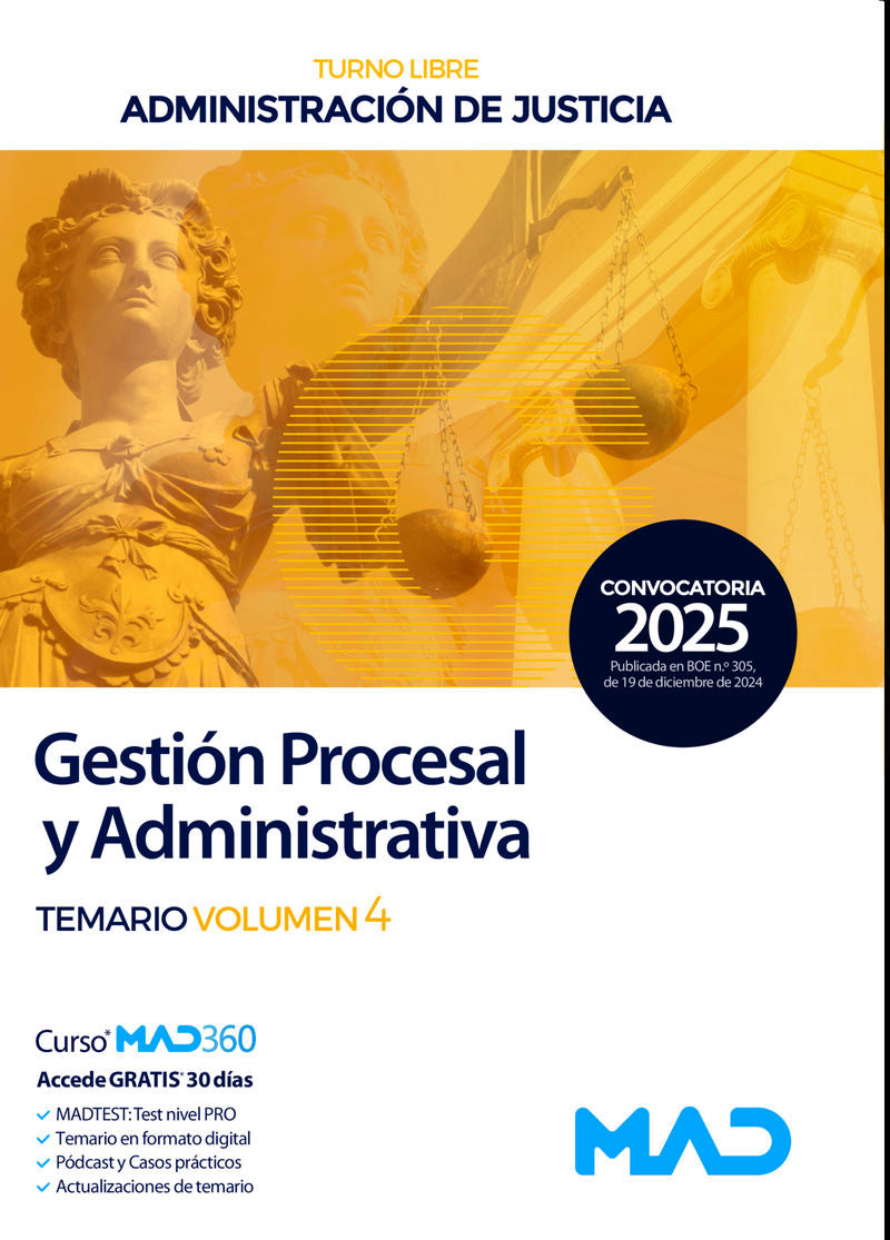 Cuerpo De Gestion Procesal Y Administrativa (Turno Libre)  - Temario Volumen  4 - Administracion De Justicia. Aa. Vv. (Mad S.L.) 9788414291269