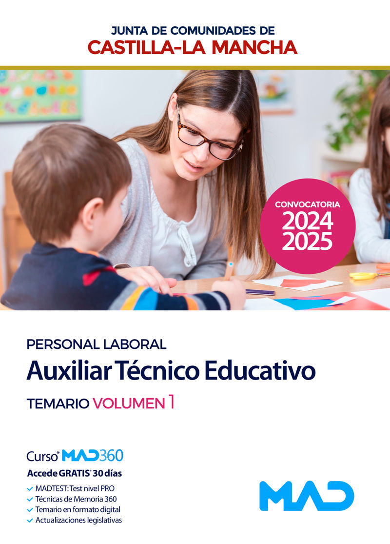 Auxiliar Tecnico Educativo (Personal Laboral Grupo Iii)  - Temario Volumen 1 - Junta De Comunidades Castilla-La Mancha. Aa. Vv. (Mad S.L.) 9788414290286