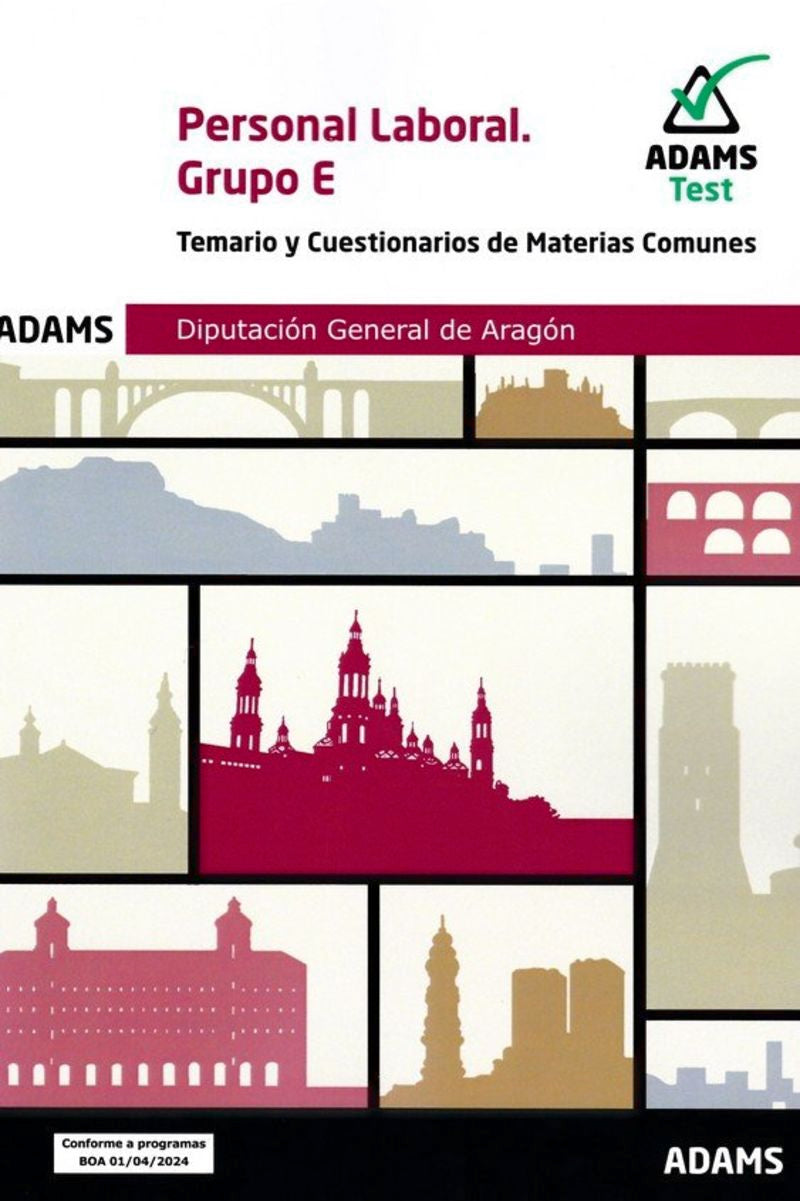 Temario y Cuestionarios Materias Comunes Personal Laboral Grupo E Diputación General de Aragón Imagen principal del producto