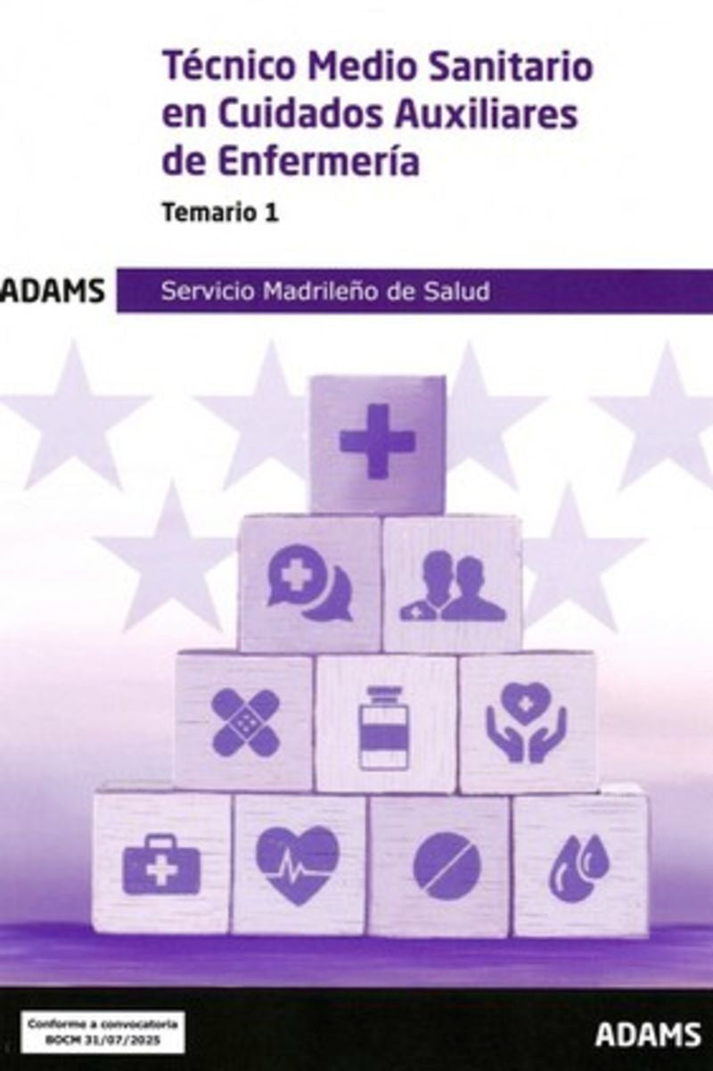 Temario 1 Técnico Medio Sanitario en Cuidados Auxiliares de Enfermería del Servicio Madrileño de Salud Imagen principal del producto