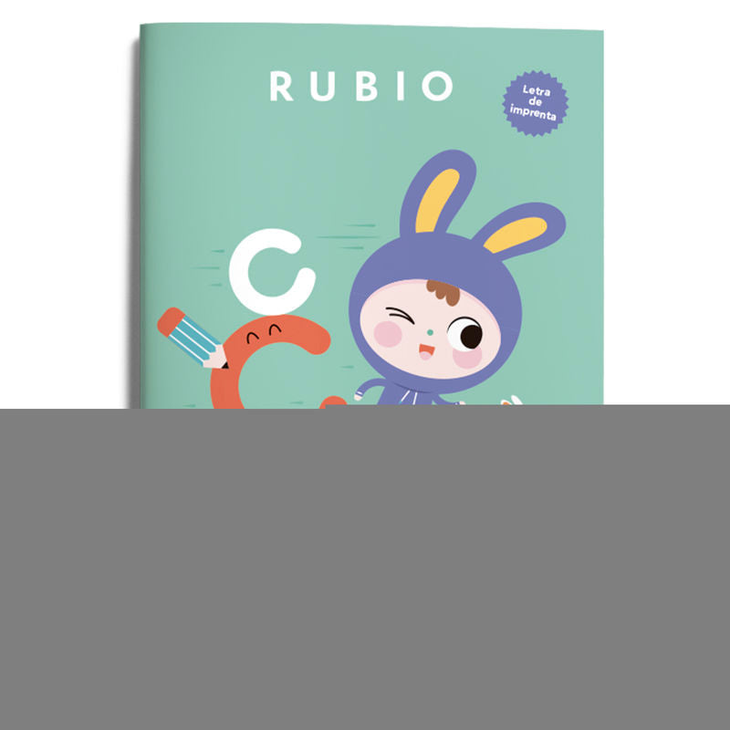 Escritura con letra de imprenta (+4 años). Vol. 2: Trazos, números (1-7) y consonantes (Bb, Vv, Cc, Qq, Zz, Gg, Jj, Rr, Yy, Hh, Ññ, Kk, Xx, Ww). ENRIQUE RUBIO POLO SLU (Editorial Rubio) 9788418964824 Imagen principal del producto