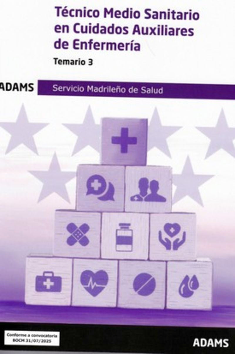 Temario 3 Técnico Medio Sanitario en Cuidados Auxiliares de Enfermería del Servicio Madrileño de Salud Imagen principal del producto