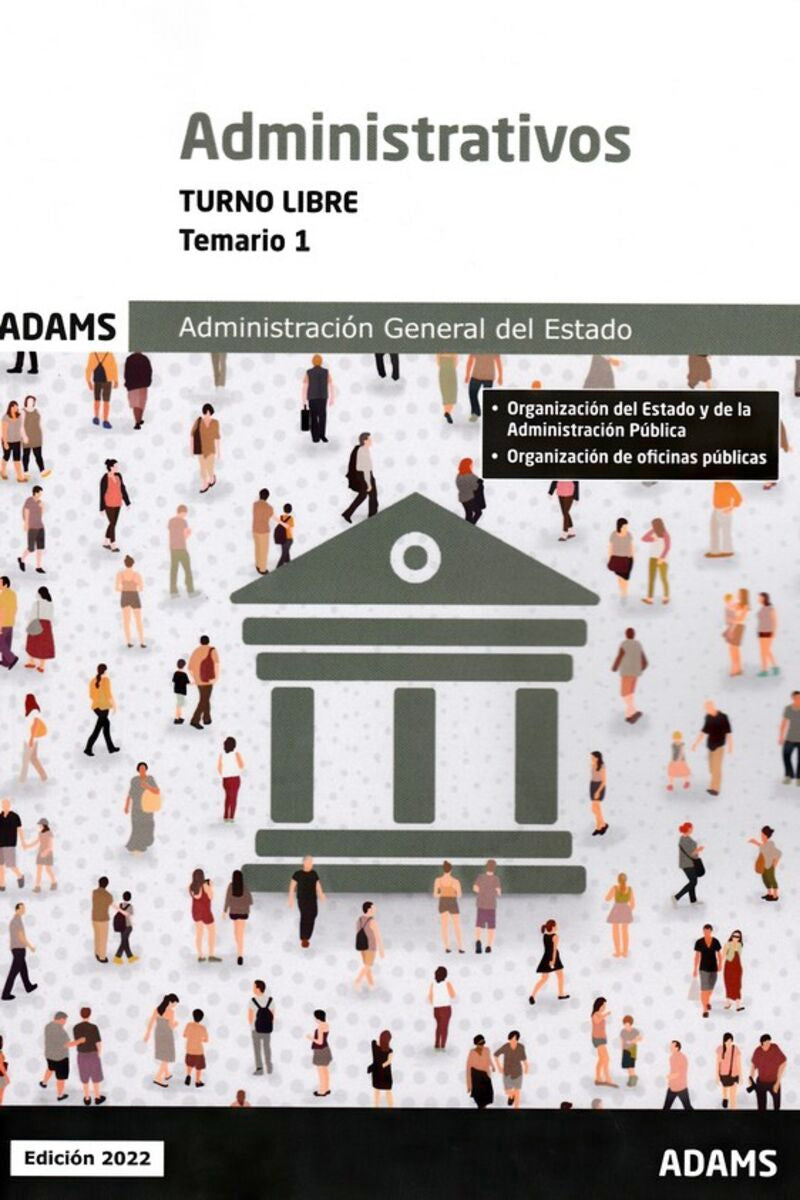 Temario 1 Administrativos Administración del Estado, turno libre. Aa. Vv. (Adams) 9788411162081 Imagen principal del producto