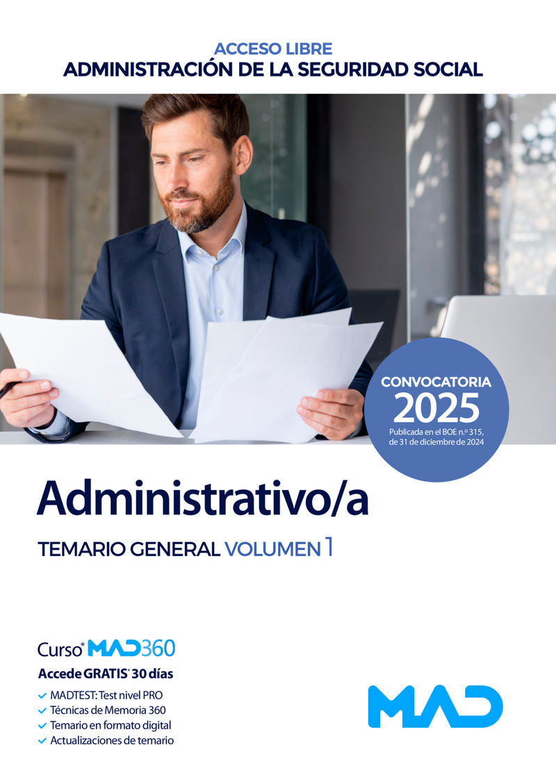 Administrativo / A Seguridad Social (Acceso Libre)  - Temario General Volumen 1 - Administracion General Del Estado. Aa. Vv. (Mad S.L.) 9788414291863