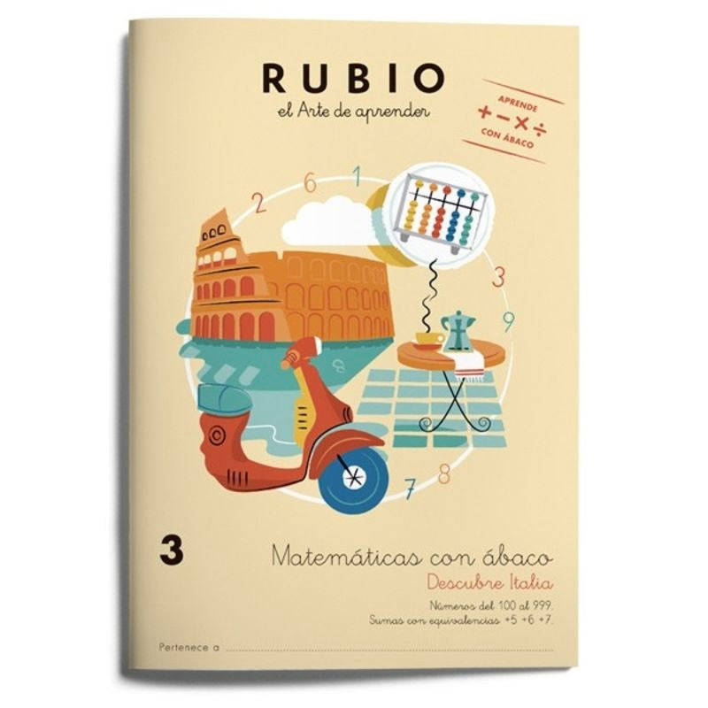 Matemáticas con ábaco 3. Descubre Italia. Aa. Vv. (Editorial Rubio) 9788416744183 Imagen principal del producto