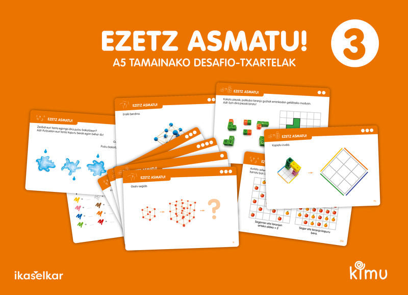 Kimu LH 3. Matematika. Ezetz asmatu! Desafio-txartelak. Batzuk (Ikaselkar) 9788418410505