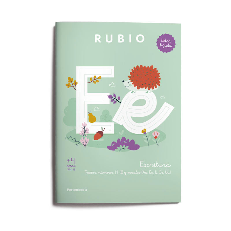 Escritura con letra ligada (+4 años) Vol. 1: Trazos, números (1-3) y vocales (Aa, Ee, Ii, Oo, Uu). ENRIQUE RUBIO POLO SLU (Editorial Rubio) 9788410418103 Imagen principal del producto