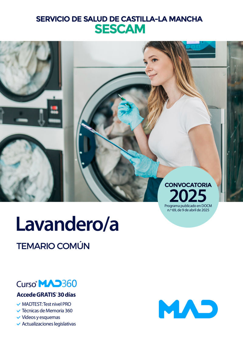 Lavandero/a del Servicio de Salud de Castilla-La Mancha (SESCAM). Temario común. Aa. Vv. (Editorial MAD) 9788414296745