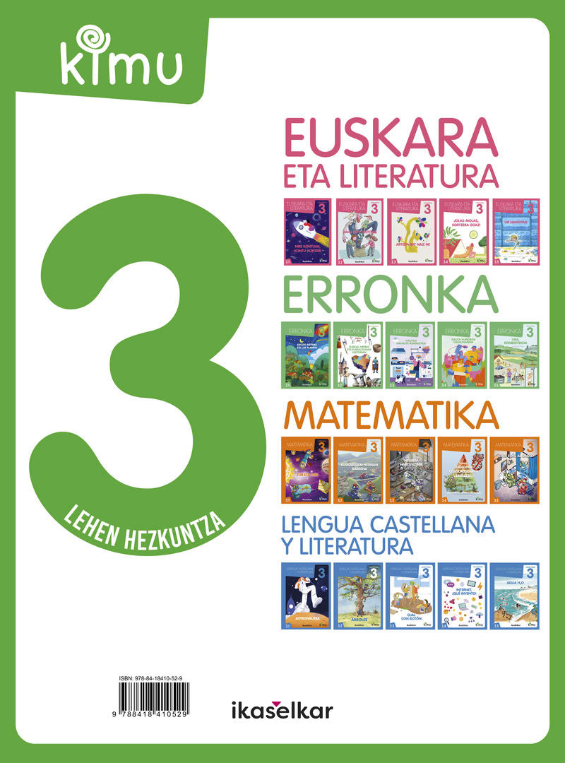 Kimu LH 3. Pack (Euskara+Lengua+Erronka+Mate). Batzuk (Ikaselkar) 9788418410529
