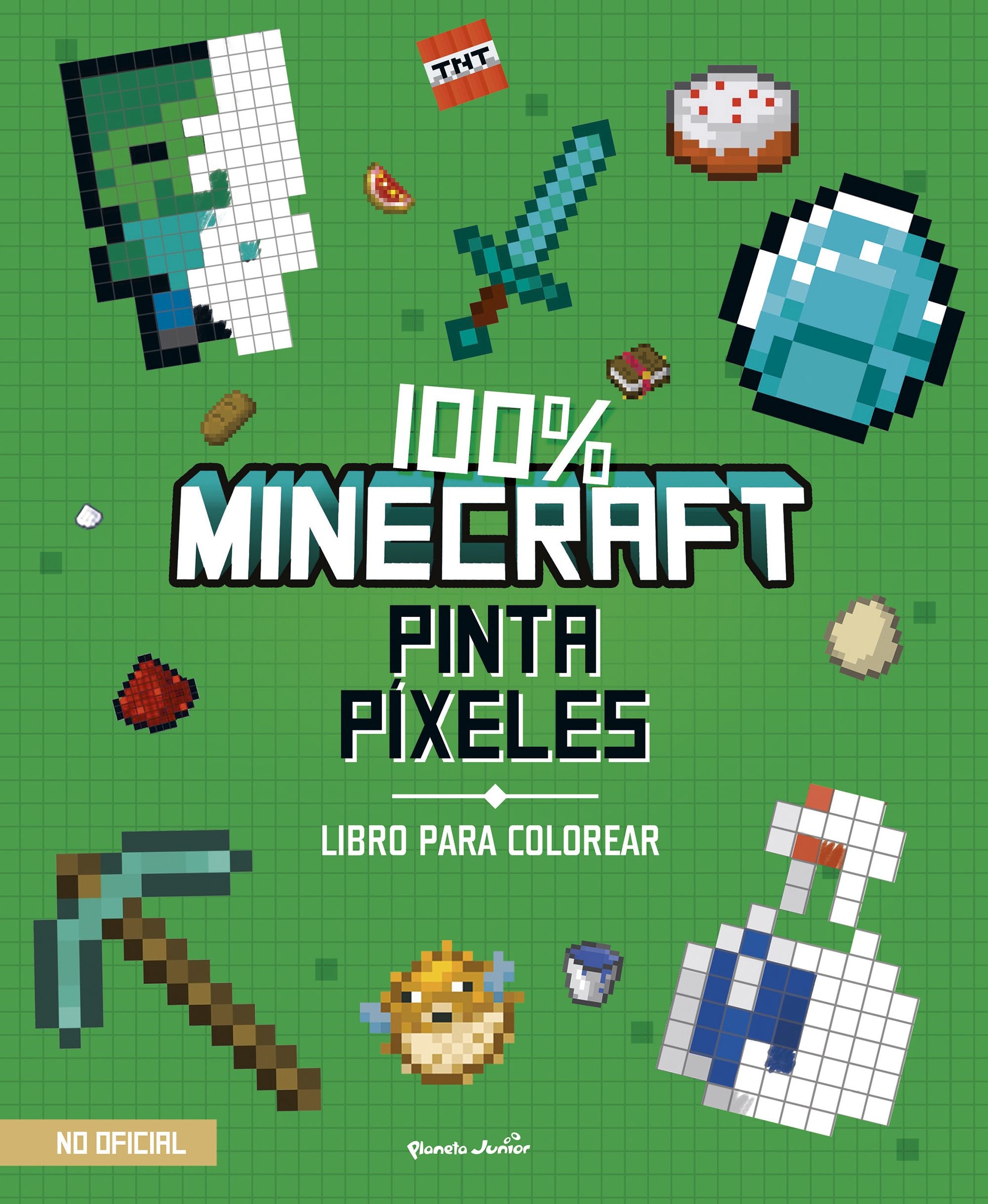 100% Minecraft. Pinta píxeles: Libro para colorear. AA. VV. (Planeta Junior) 9788408271970 Imagen principal del producto